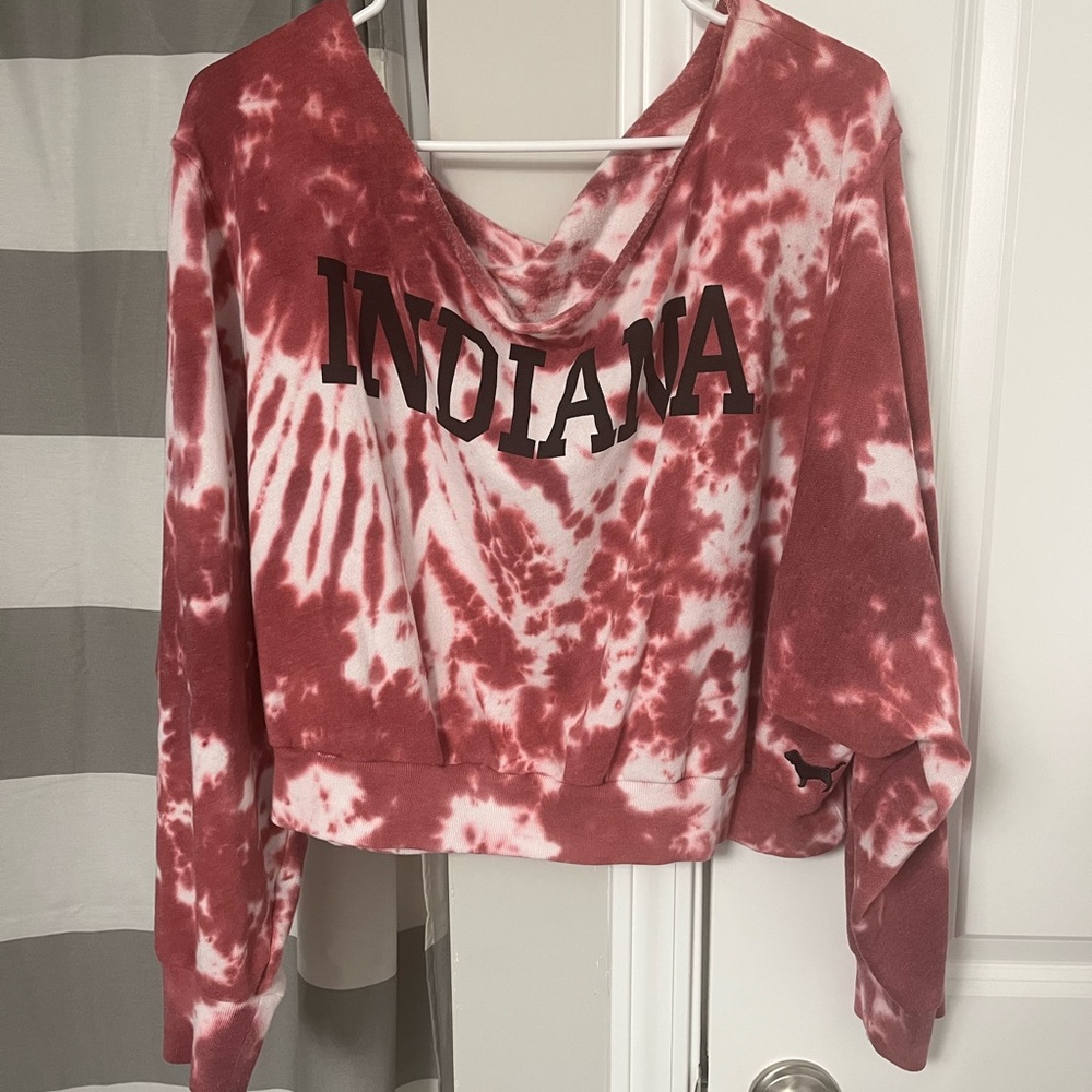 Indiana Tie-Dye Cropped Sweatshirt - Red